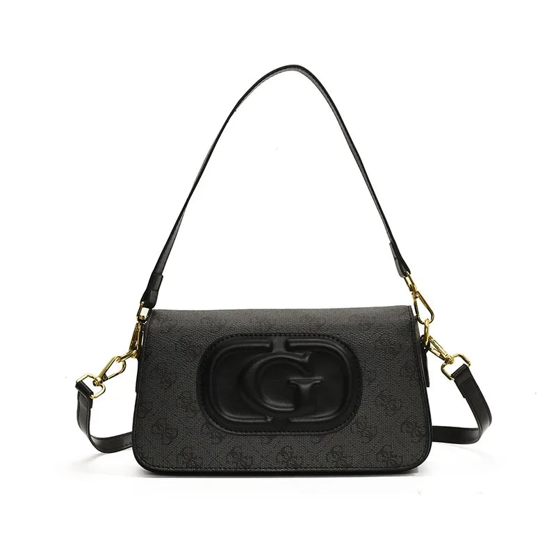 Trendy Vintage Print Shoulder Bag with Wide Strap - Women's Designer Style Satchel
