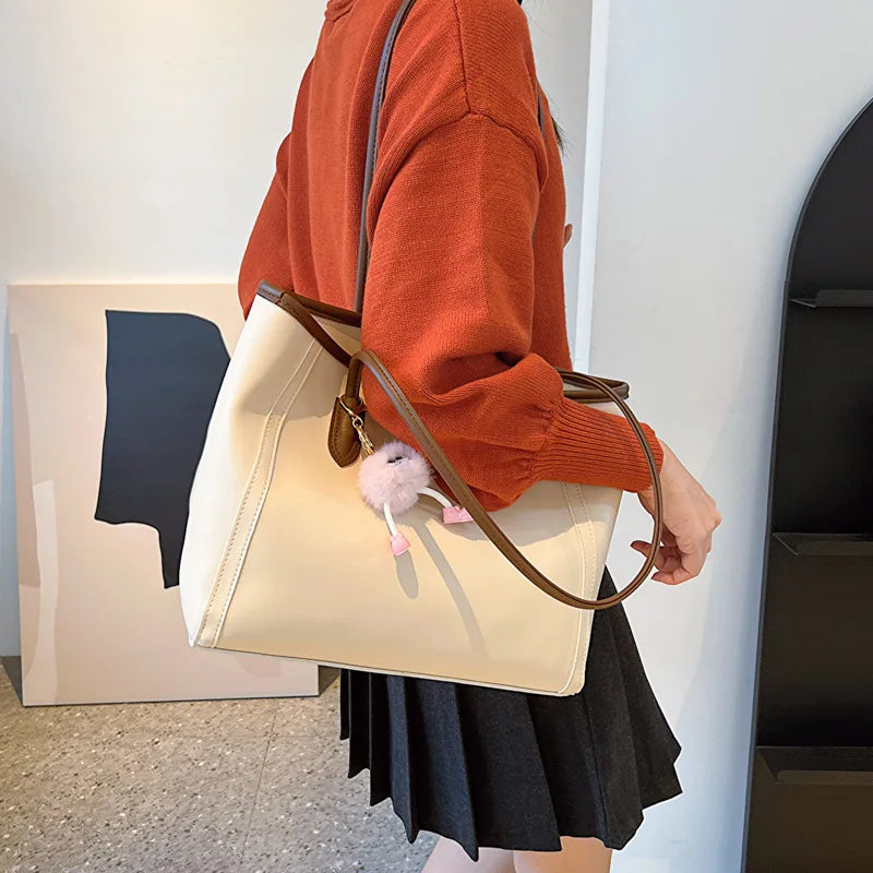 Minimalist Smooth Leather Everyday Tote Bag