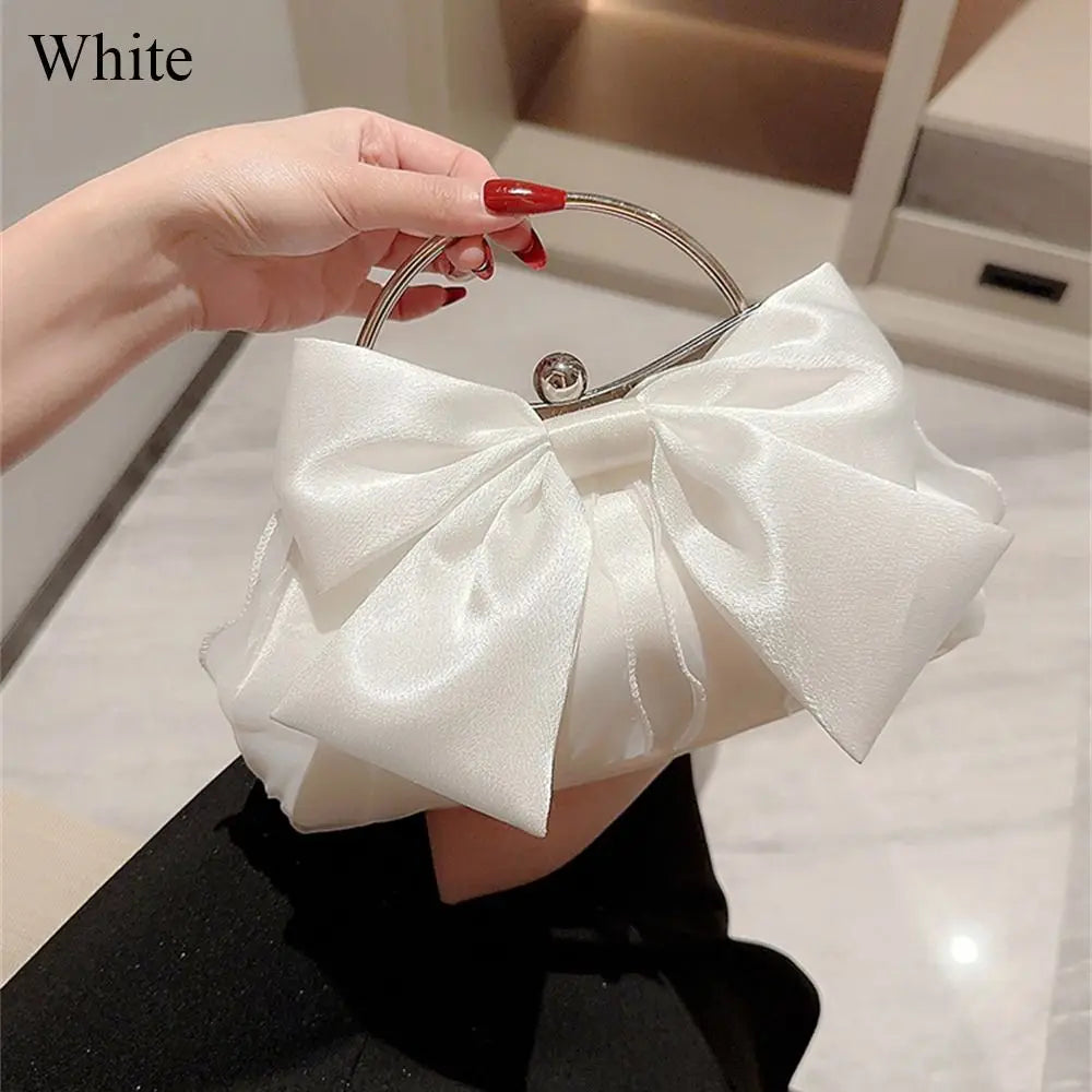 Elegant Satin Bowknot Metal Ring Mini Clutch & Handbag