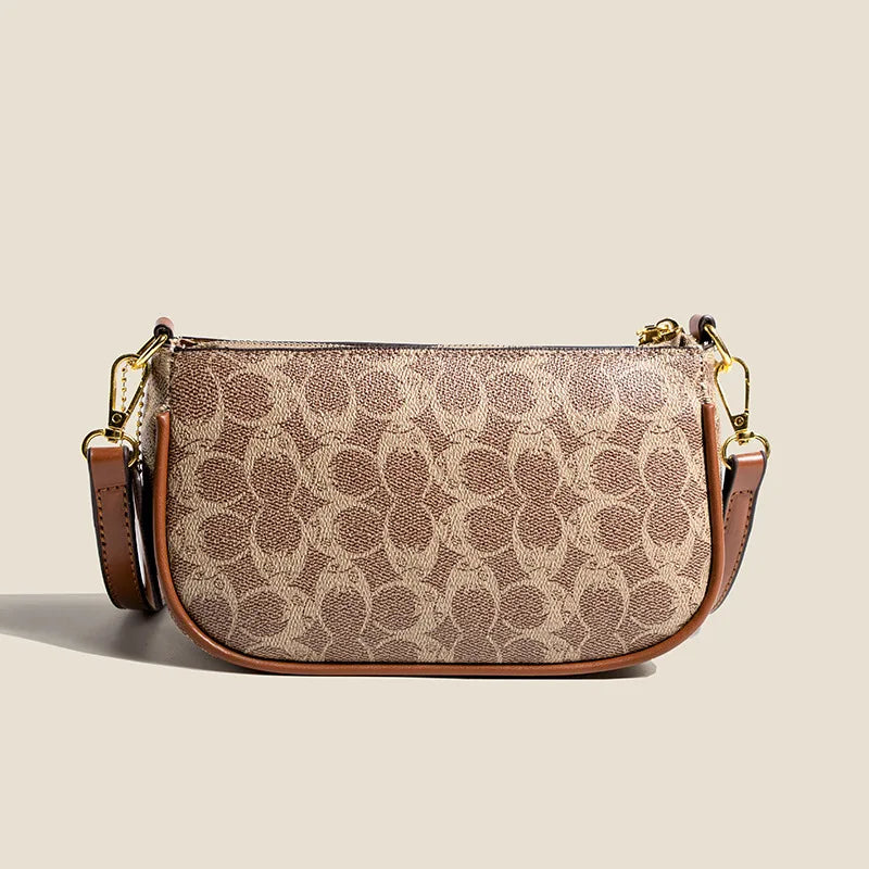 Stylish Patterned Crossbody Shoulder Bag for Women – Gold Hardware & Leather Strap