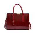 Luxury Glossy Croc-Embossed Red Tote & Shoulder Bag for Women