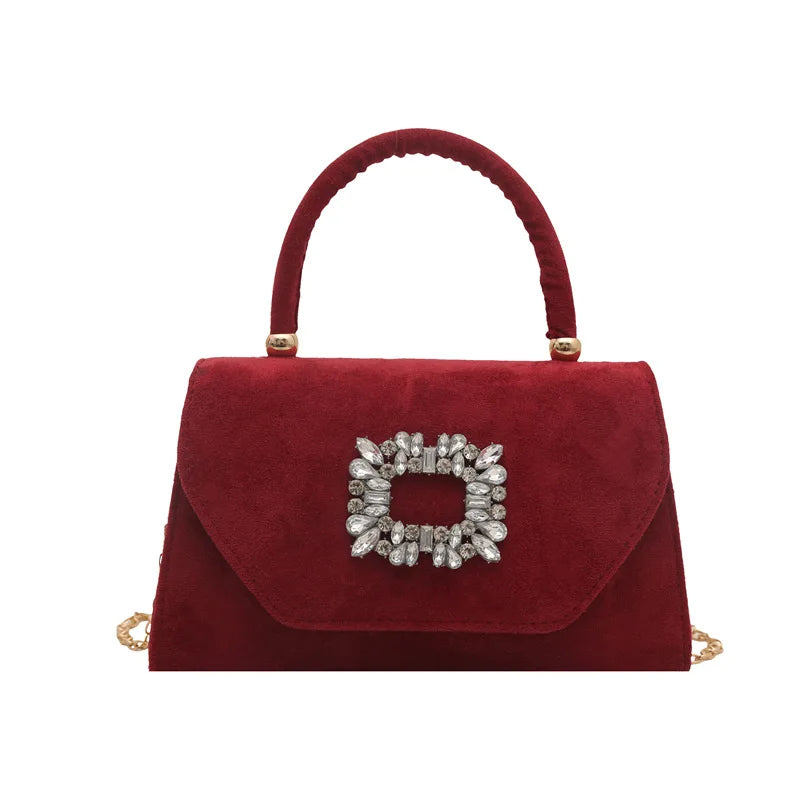Glamorous Crystal Buckle Pink Mini Handbag