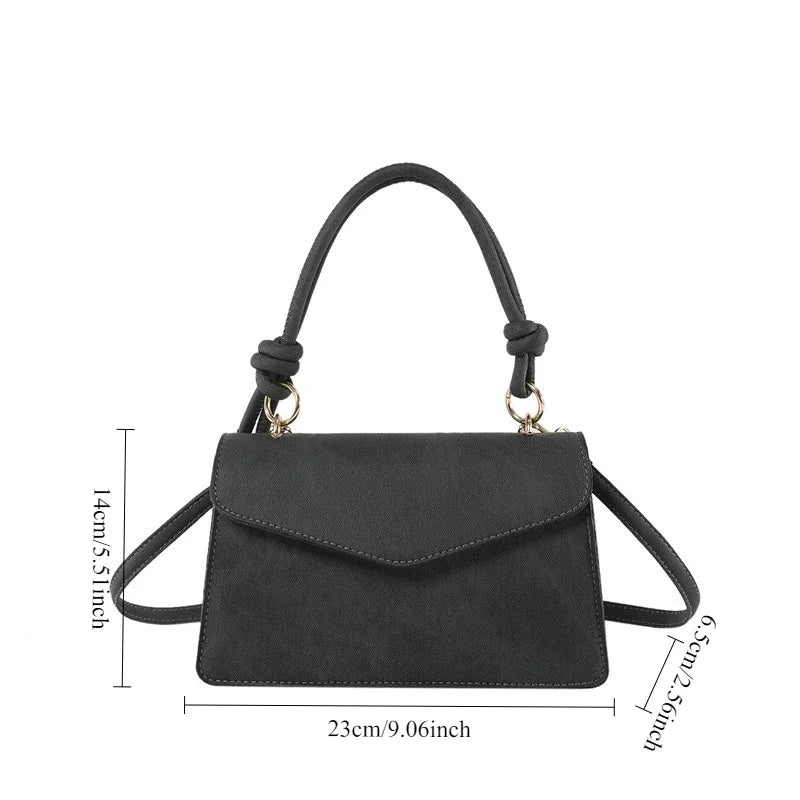 Aura Chic Aesthetic Flap Crossbody Bag | Minimalist Top Handle PU Leather Shoulder Bag