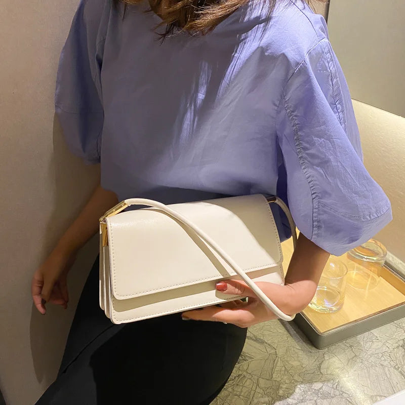 Sleek Off-White Minimalist Shoulder Bag | "Old Money" Clean Girl Aesthetic Handbag ✨