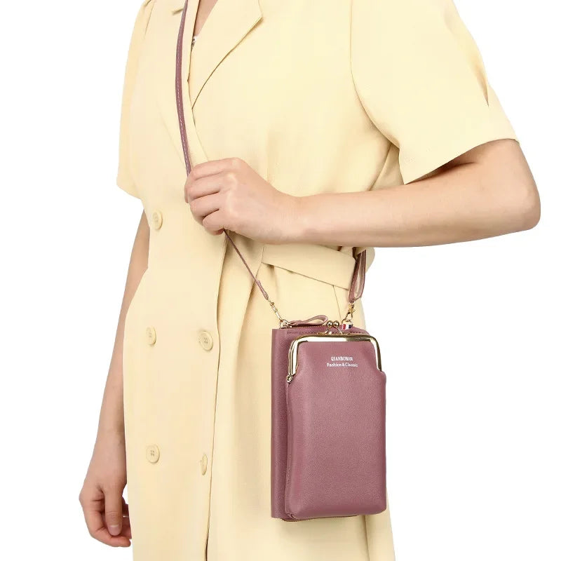 Multi-Functional PU Leather Phone Pocket & Card Wallet Crossbody Bag