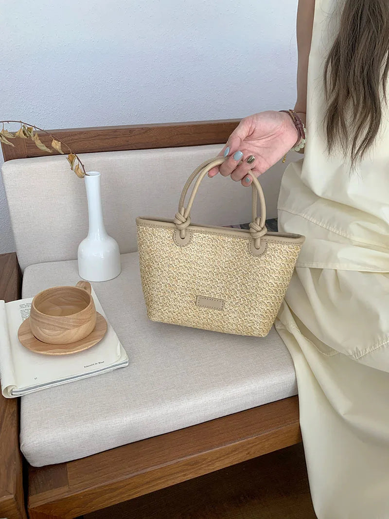 Summer Beach Casual Straw Basket Small Tote Bag