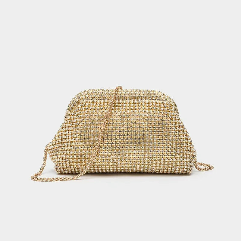 Dazzling Mesh Rhinestone Clutch with Chain Strap – Aura Bags