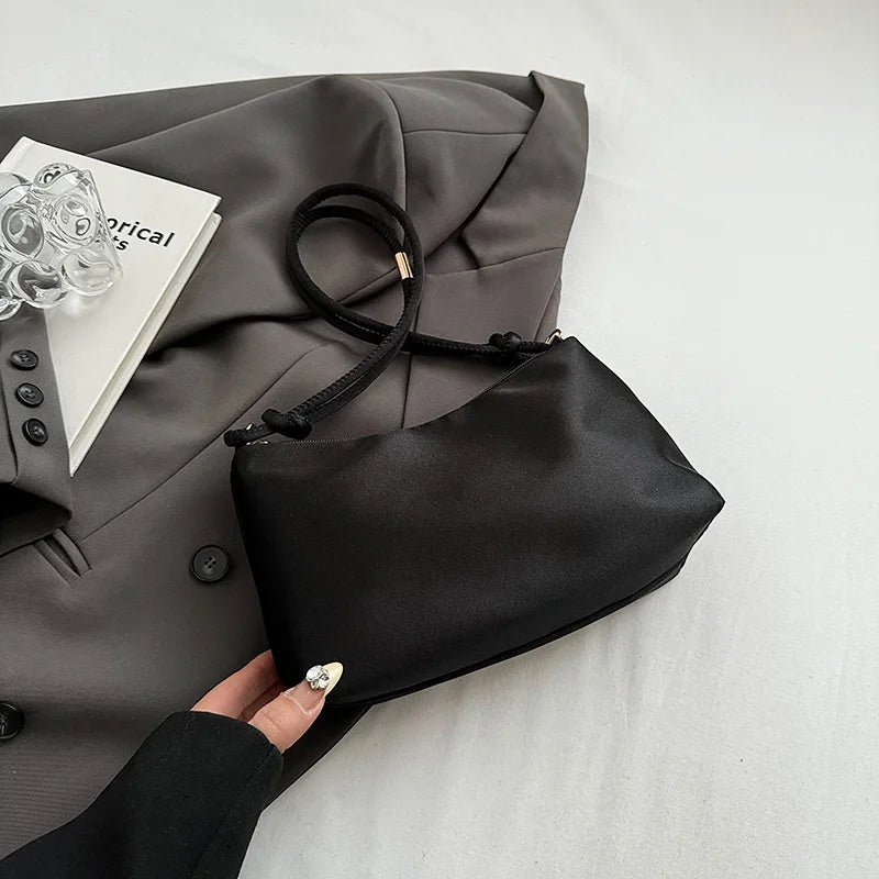 Satin Silk Knotted Strap Shoulder Bag