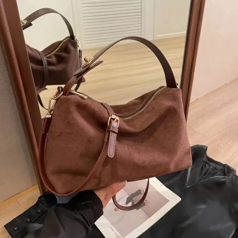 Casual Slouchy Suede Top Handle & Crossbody Shoulder Bag