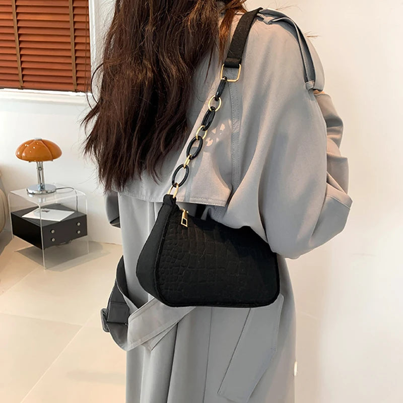 Minimalist Black PU Leather Hobo & Shoulder Bag