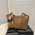 Classic Chic PU Leather Tote Bag with Scarf Accessory