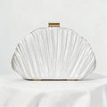 Luxury Metallic Gold-Lock Pleated Party Clutch with Chain Strap