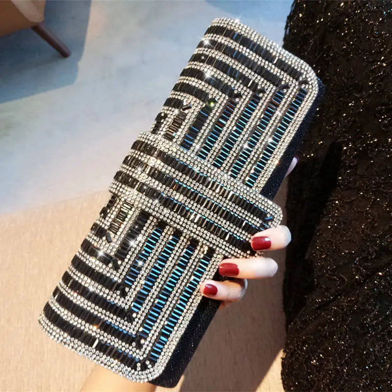 Dazzling Rhinestone Embellished Evening Clutch & Party Purse
