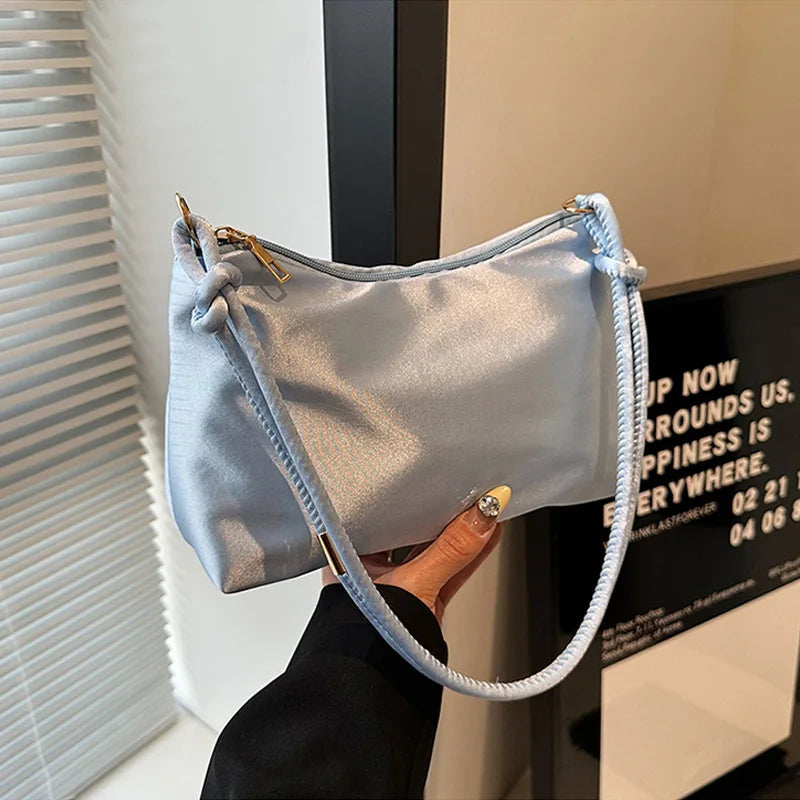Satin Silk Knotted Strap Shoulder Bag