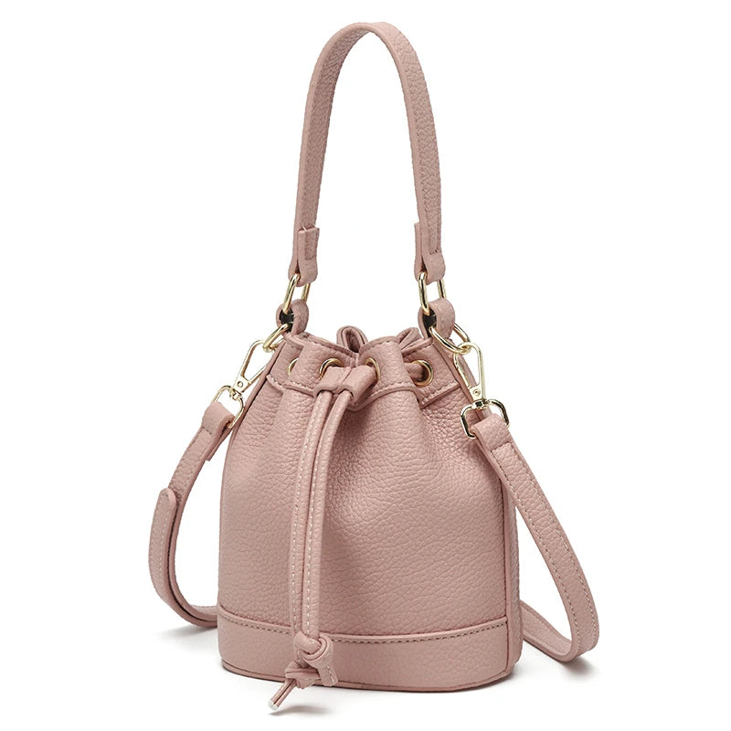 Aesthetic Soft Leather Mini Bucket Purse