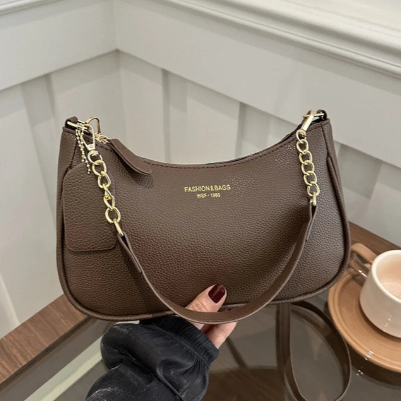 Minimalist Leather Crescent Shoulder & Crossbody Bag