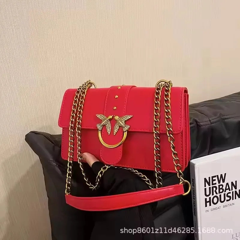 Elegant Bird Lock Chain Strap Shoulder Bag & Crossbody Bag
