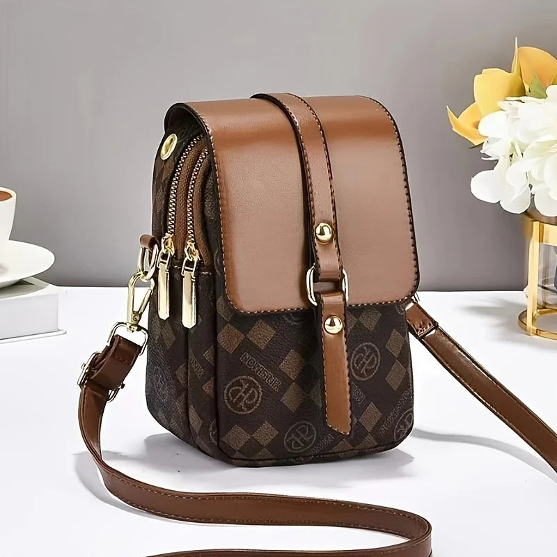 Classic Monogram Multi-Zipper Cell Phone & Crossbody Bag