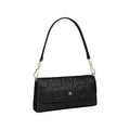 Elegant Textured Black Leather Shoulder Bag – Stylish Crossbody Clutch with Gold Hardware for Women