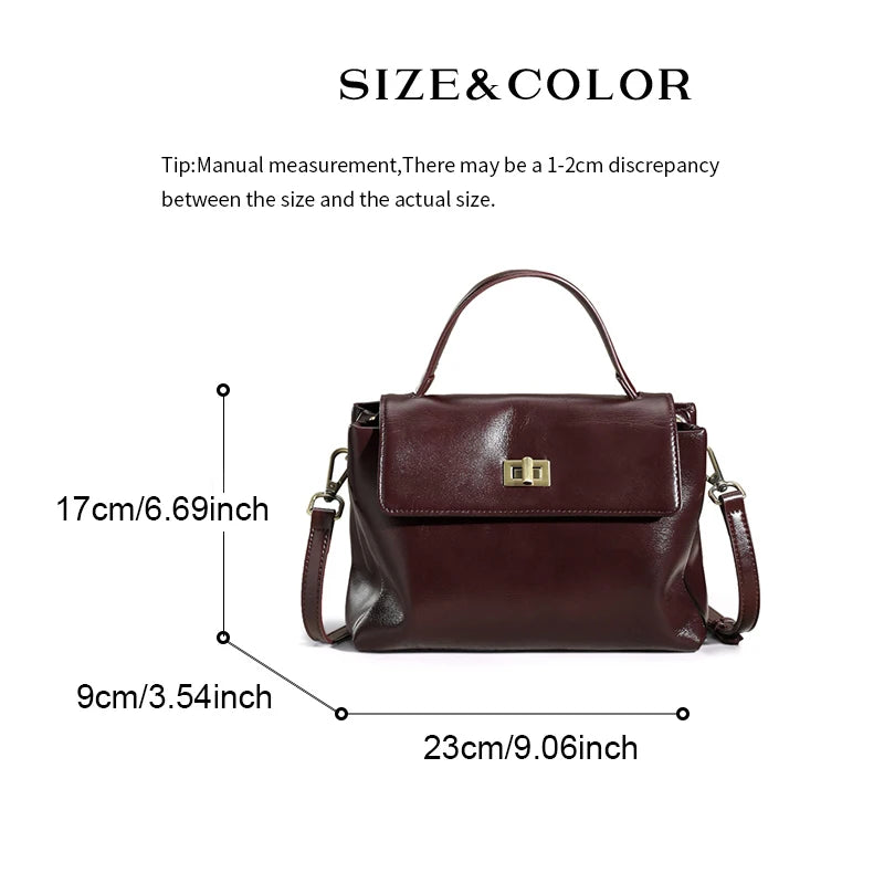 Retro Burgundy Leather Crossbody Bag