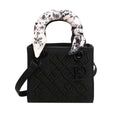 Royal Blue Quilted Lady Handbag with Scarf Accent