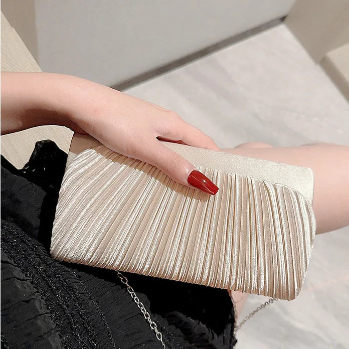 Elegant Pleated Satin Evening Clutch & Party Purse