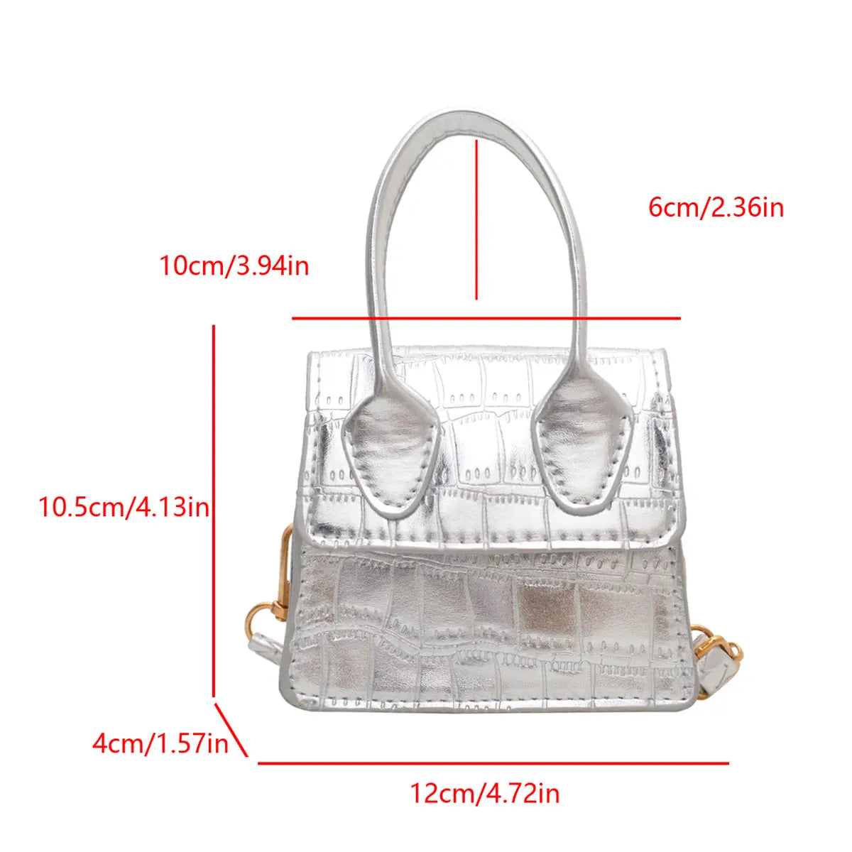Metallic Gold Croc Pattern Micro Mini Bag | Cute Faux Leather Crossbody Phone Bag