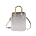 Aura Bags Luxury Crocodile Pattern Square Crossbody Bag with Gold Snake Handle