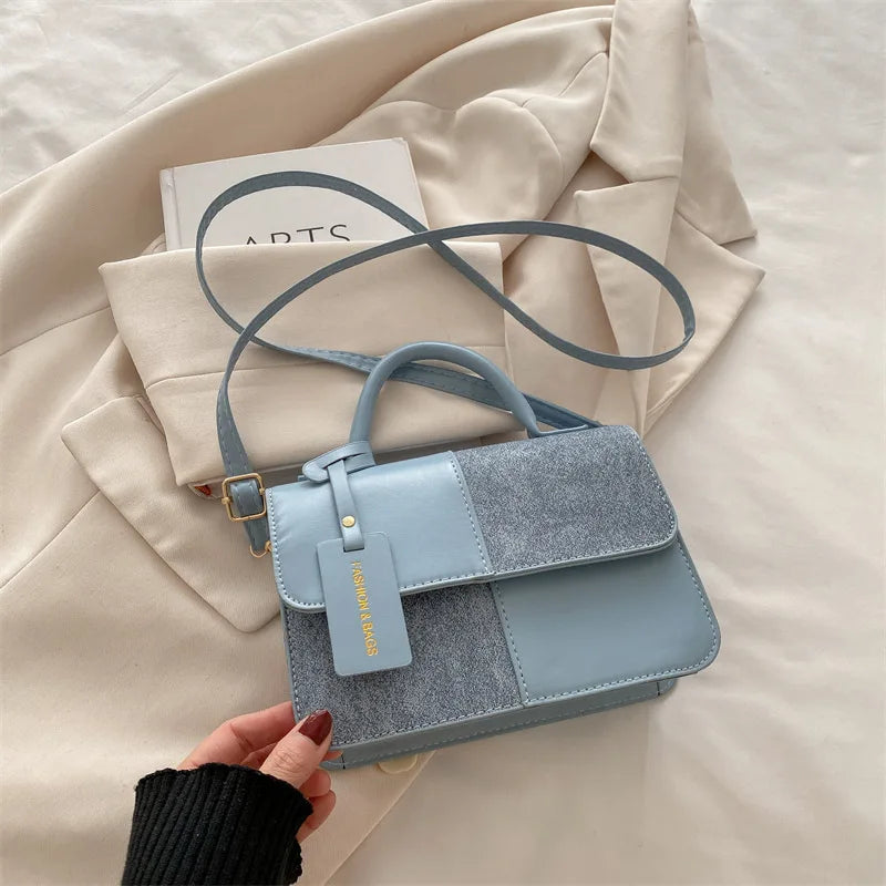 Stylish Color-Block Top Handle & Crossbody Handbag for Women | Casual & Chic PU Leather Shoulder Bag