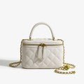 Chic Quilted Mini Vanity Bag with Intertwined Chain & Top Handle