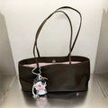 Aura Bags Aesthetic Brown Nylon Tote Bag with Compartments & Keychain Accessories