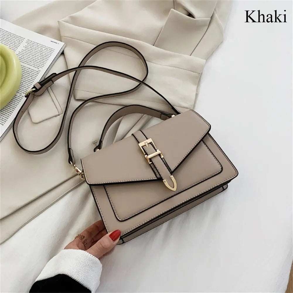 Elegant Buckle-Detail Top Handle Satchel & Crossbody Bag