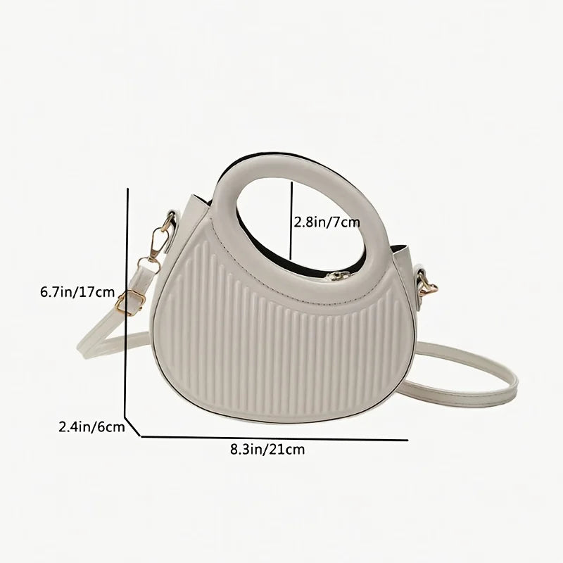 Modern Round Handle Pleated Mini Hand Bag & Top-Handle Handbag