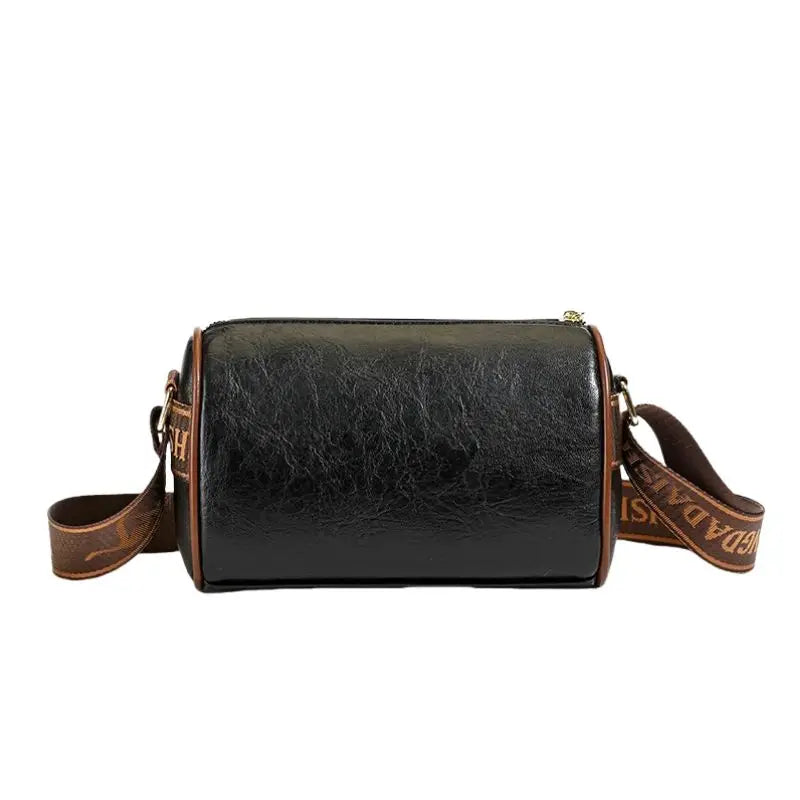 Vintage Embossed Lotus Flower Barrel Bag – Chic Wide-Strap Crossbody & Shoulder Bag for Women