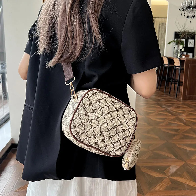 Classic Monogram Pattern Messenger Bag | Casual Travel Crossbody Purse for Women