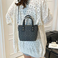 Chic Geometric Pattern PU Leather Handbag | Casual Top-Handle Shoulder Bag