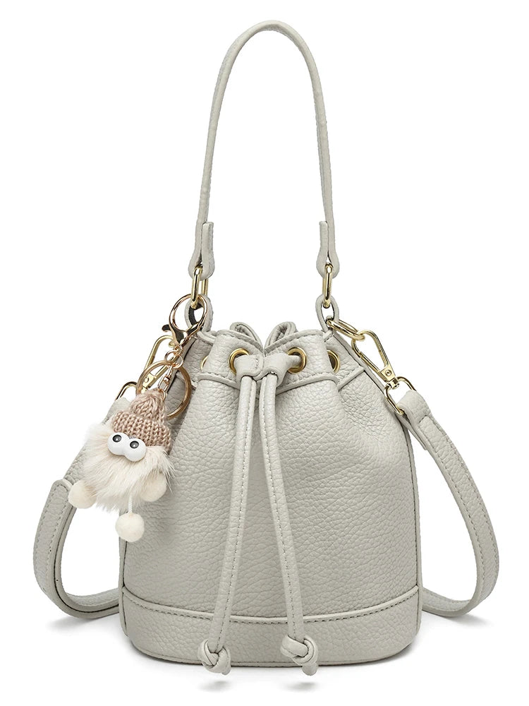 Aesthetic Soft Leather Mini Bucket Purse