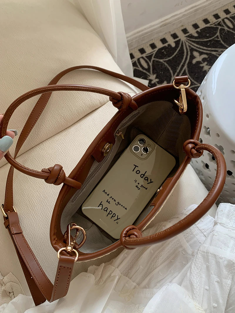 Summer Beach Casual Straw Basket Small Tote Bag