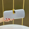 Aura Bags Elegant Rectangular Hard-Shell Clutch & Evening Bag with Gold-Silver Dual Ring Clasp