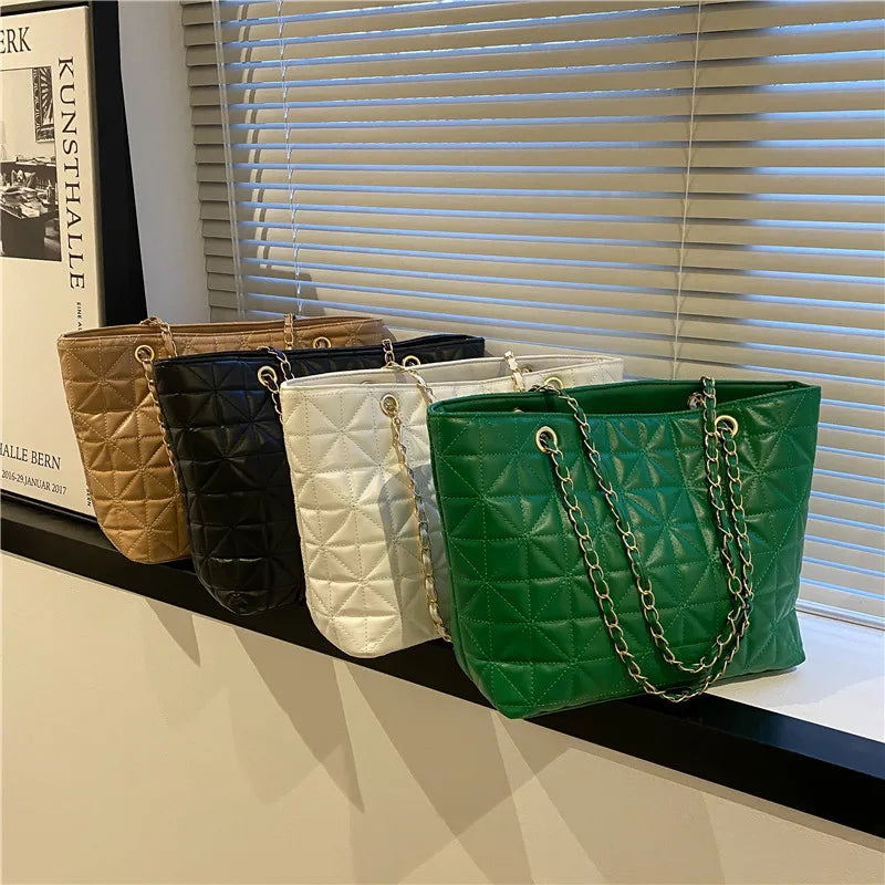 Chic Quilted Chain Handle Everyday Work & Travel Tote