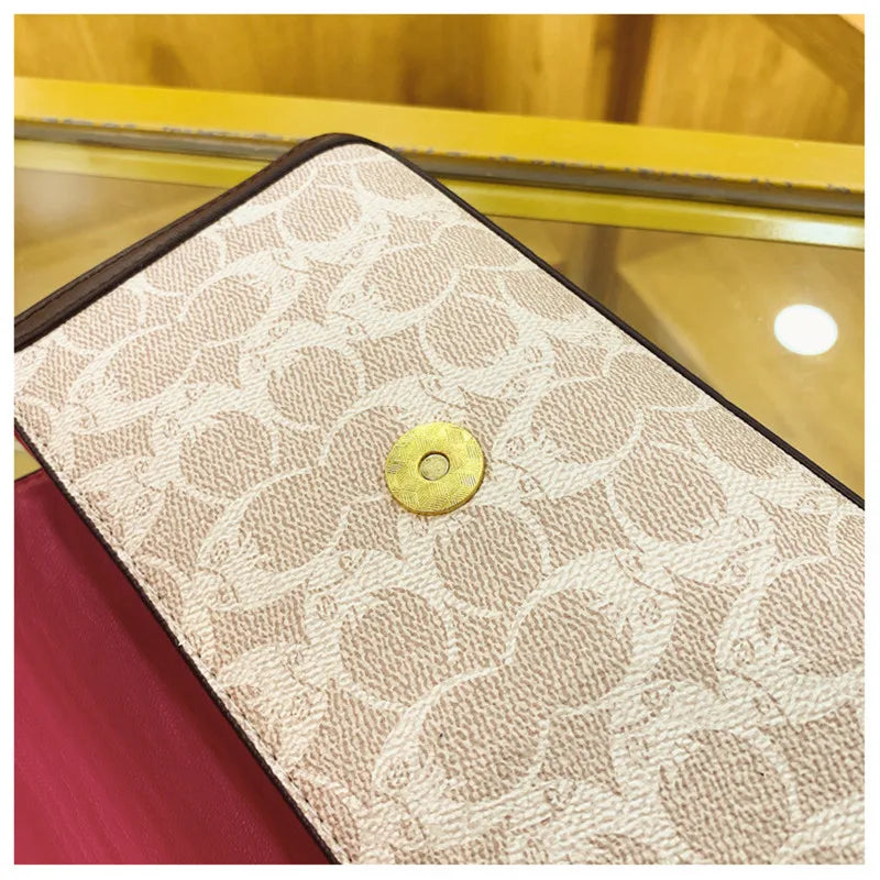 Designer-Inspired Signature Print Crossbody Bag with Contrast Piping