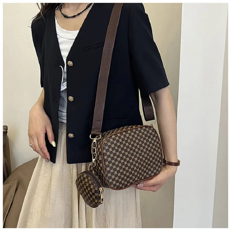 Classic Monogram Pattern Messenger Bag | Casual Travel Crossbody Purse for Women