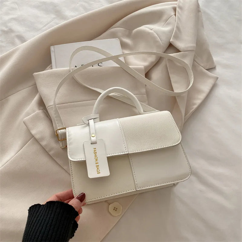 Stylish Color-Block Top Handle & Crossbody Handbag for Women | Casual & Chic PU Leather Shoulder Bag