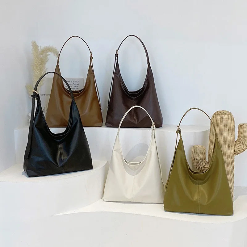 Casual Slouchy Leather Shoulder Bag | Everyday Tote Purse