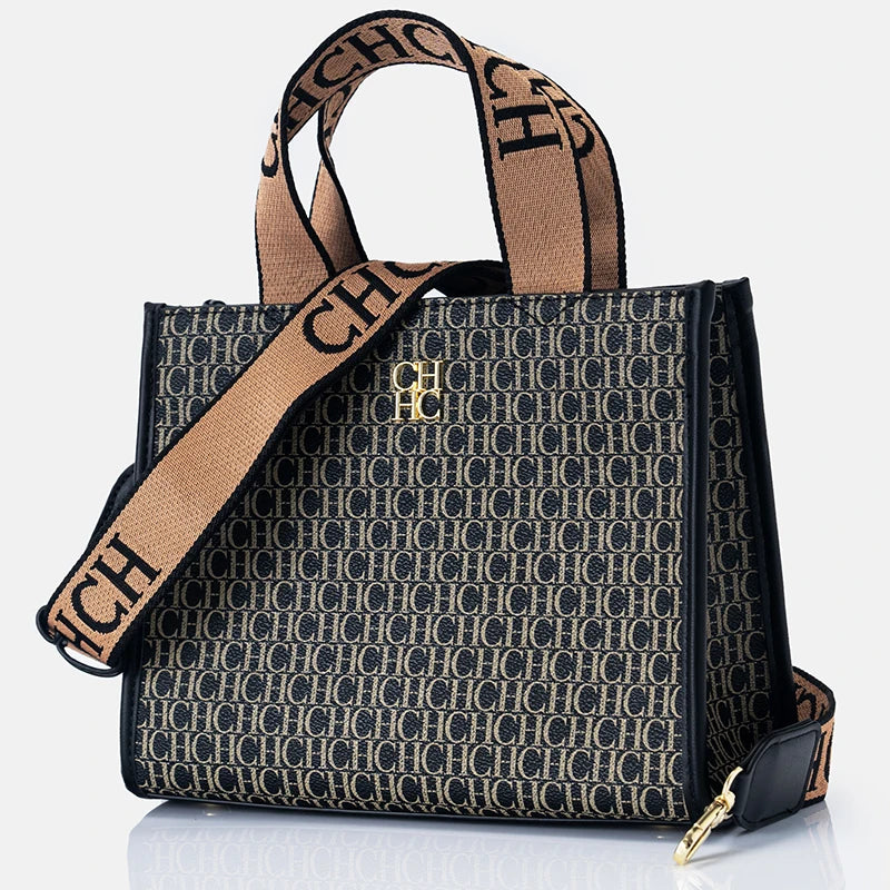 Luxury Black Embossed Leather Handbag – Designer Crossbody & Tote Bag