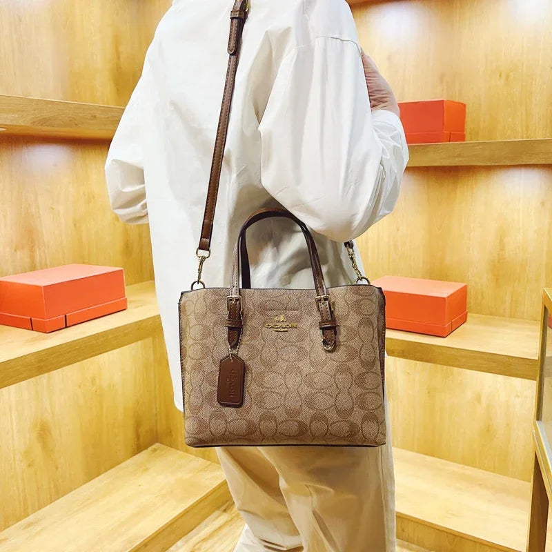 Classic Monogram Print Shoulder Bag – Elegant Leather Tote & Crossbody Handbag for Work & Daily Wear