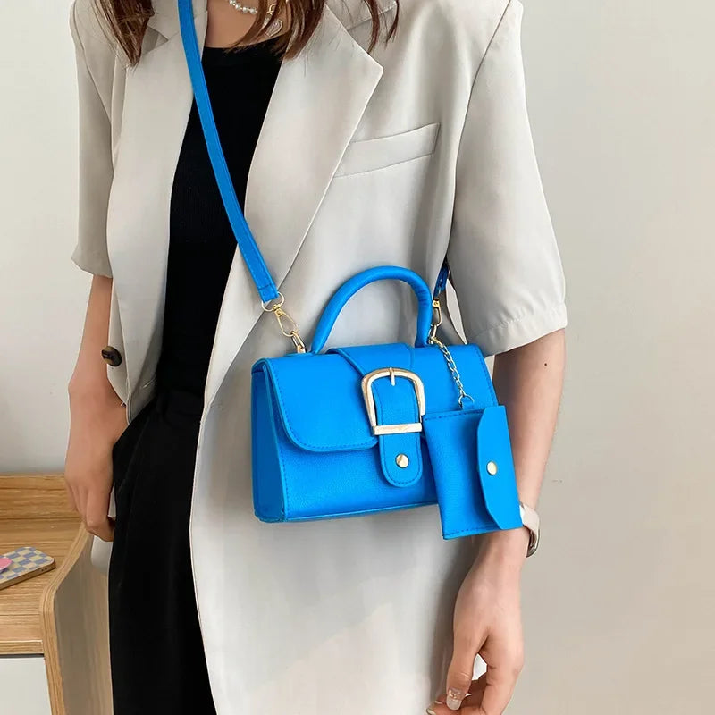 Aura Bags Bright Yellow Mini Satchel & Crossbody Bag with Matching Coin Pouch