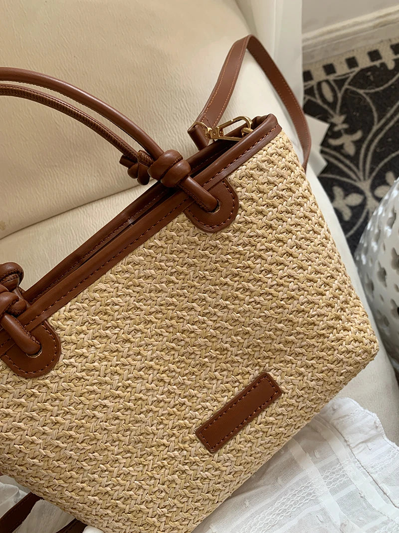 Summer Beach Casual Straw Basket Small Tote Bag