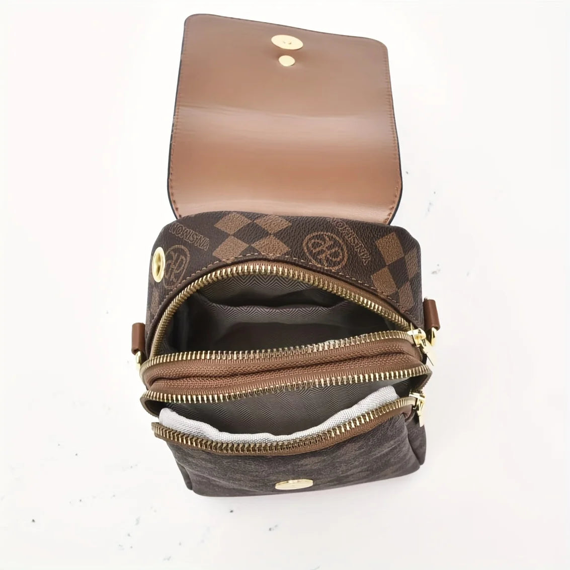 Classic Monogram Multi-Zipper Cell Phone & Crossbody Bag