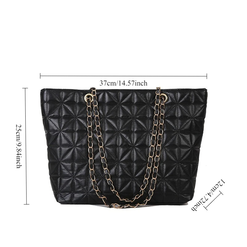 Chic Quilted Chain Handle Everyday Work & Travel Tote